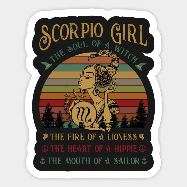 Scorpio Girl The Soul Of A Witch Awesome T shirt Sticker by TeeLovely